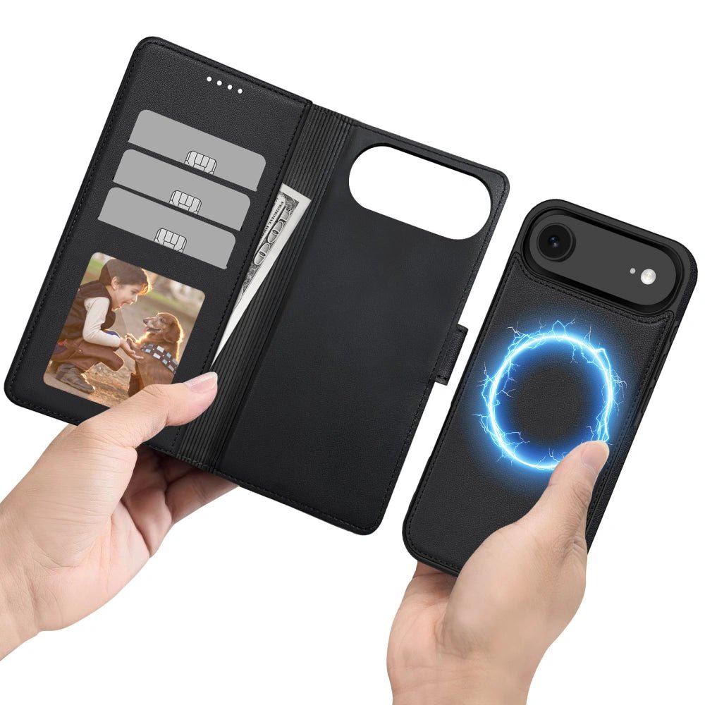 Tech - Protect iPhone Air Θήκη Πορτοφόλι Stand από Δερματίνη με Αποσπώμενη θήκη MagSafe - Matte Black