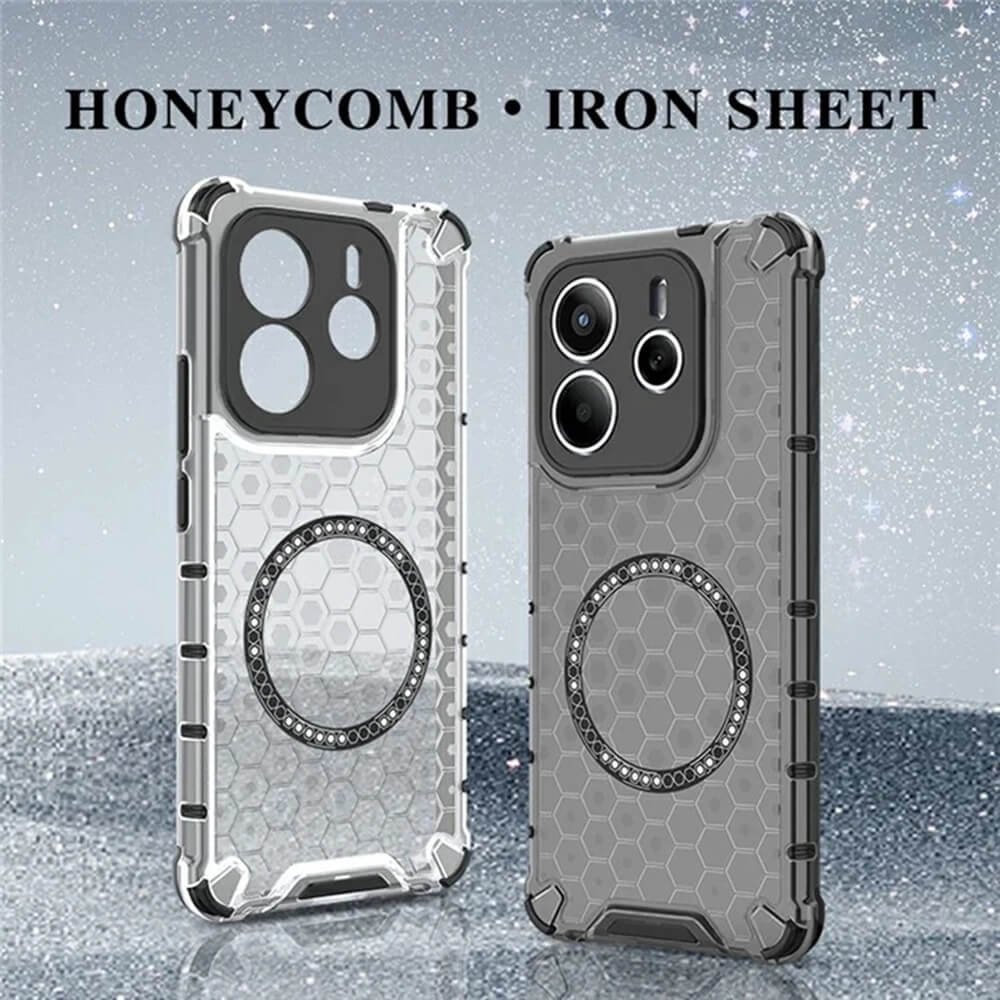 Techsuit Xiaomi Redmi Note 14 5G Honeycomb Shield MagSafe Σκληρή Θήκη με Πλαίσιο Σιλικόνης - Black