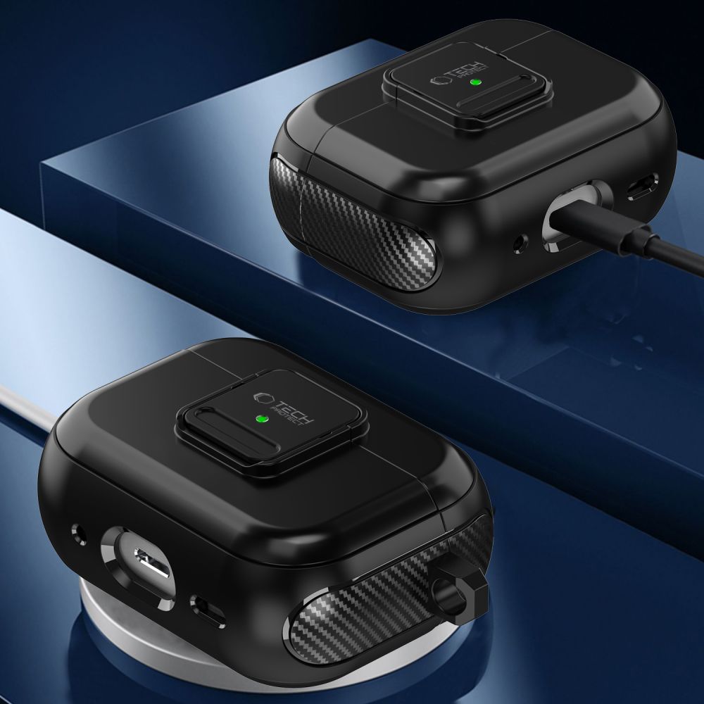 Tech - Protect AirPods Pro 1 / 2 Θήκη από Σκληρό Πλαστικό και Σιλικόνη με MagSafe - Defender Hook - Black
