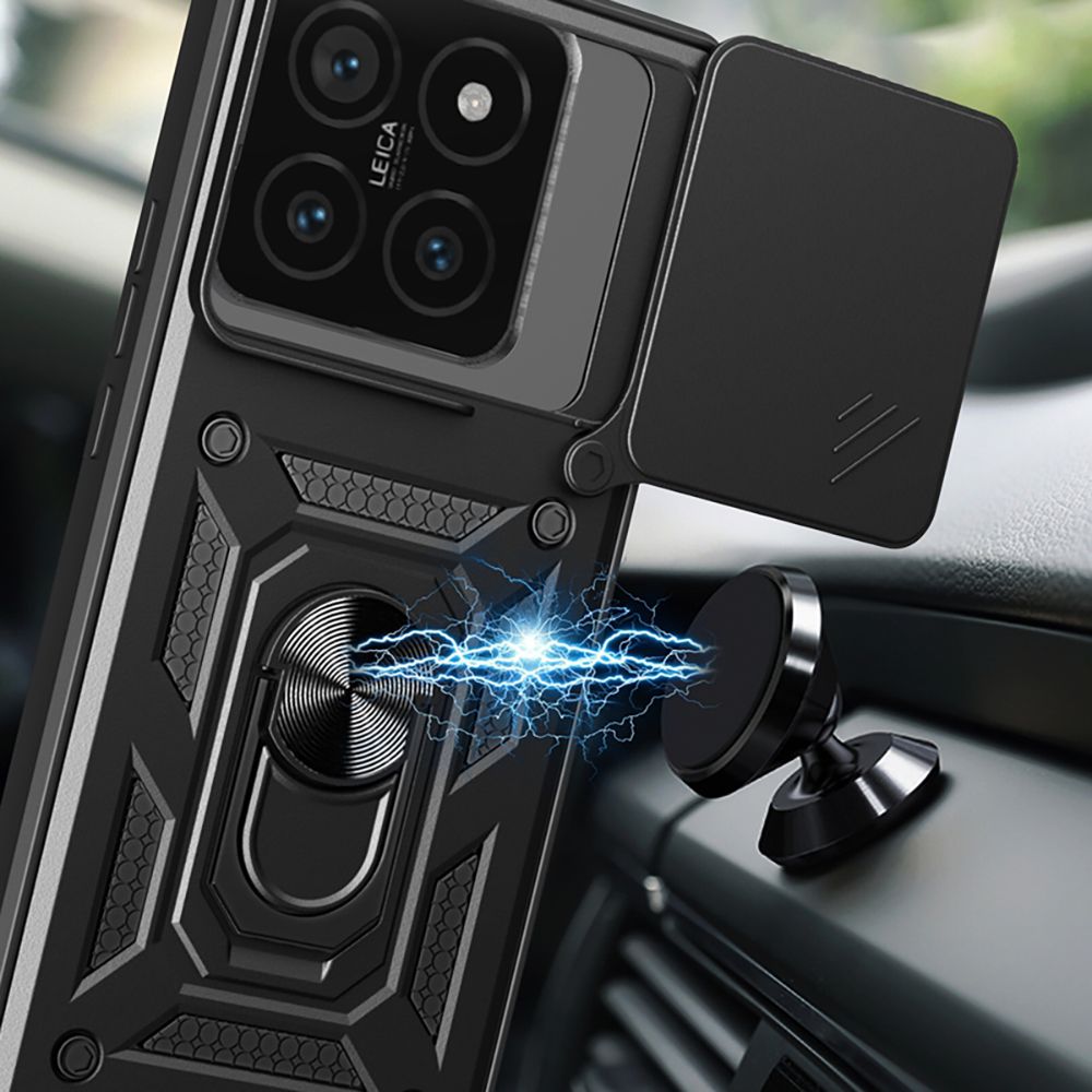 Tech - Protect Xiaomi Redmi 14T Pro Camshield Pro Σκληρή Θήκη με Πλαίσιο Σιλικόνης και Δαχτυλίδι Συγκράτησης - Black
