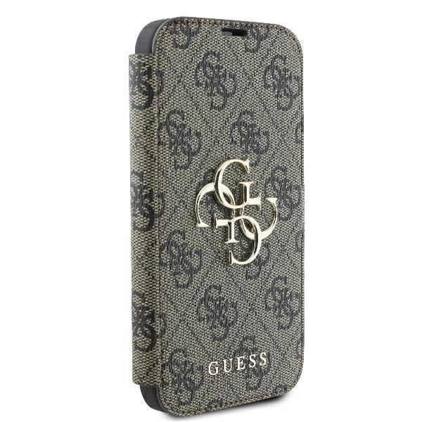 Guess iPhone 16 - 4G Metal Logo Θήκη Πορτοφόλι με Επένδυση Συνθετικού Δέρματος - Brown - GUBKP16S4GMGBR