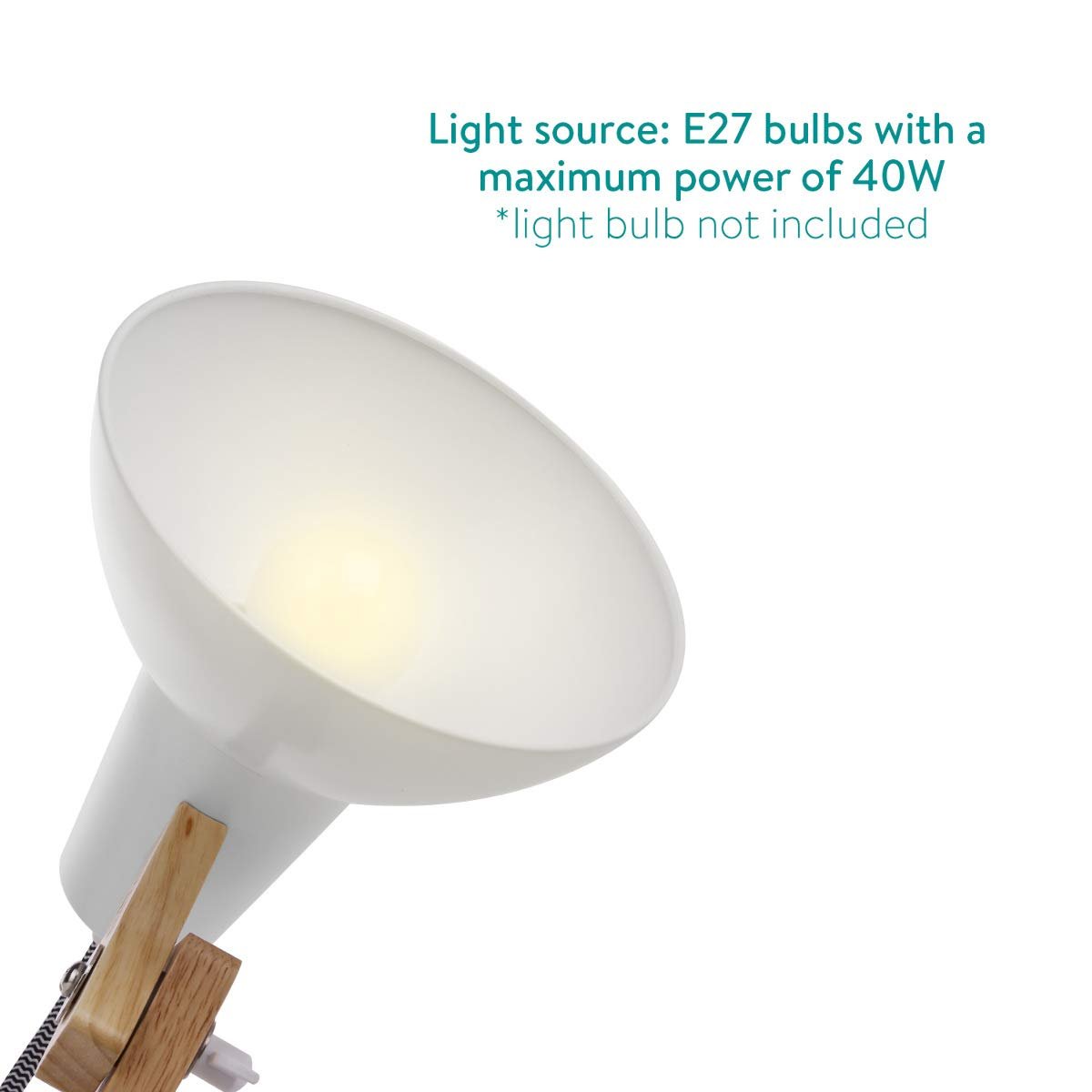 Navaris Wooden Desk Lamp Επιτραπέζιο Φωτιστικό από Ξύλο - Brown / White - 49125.02