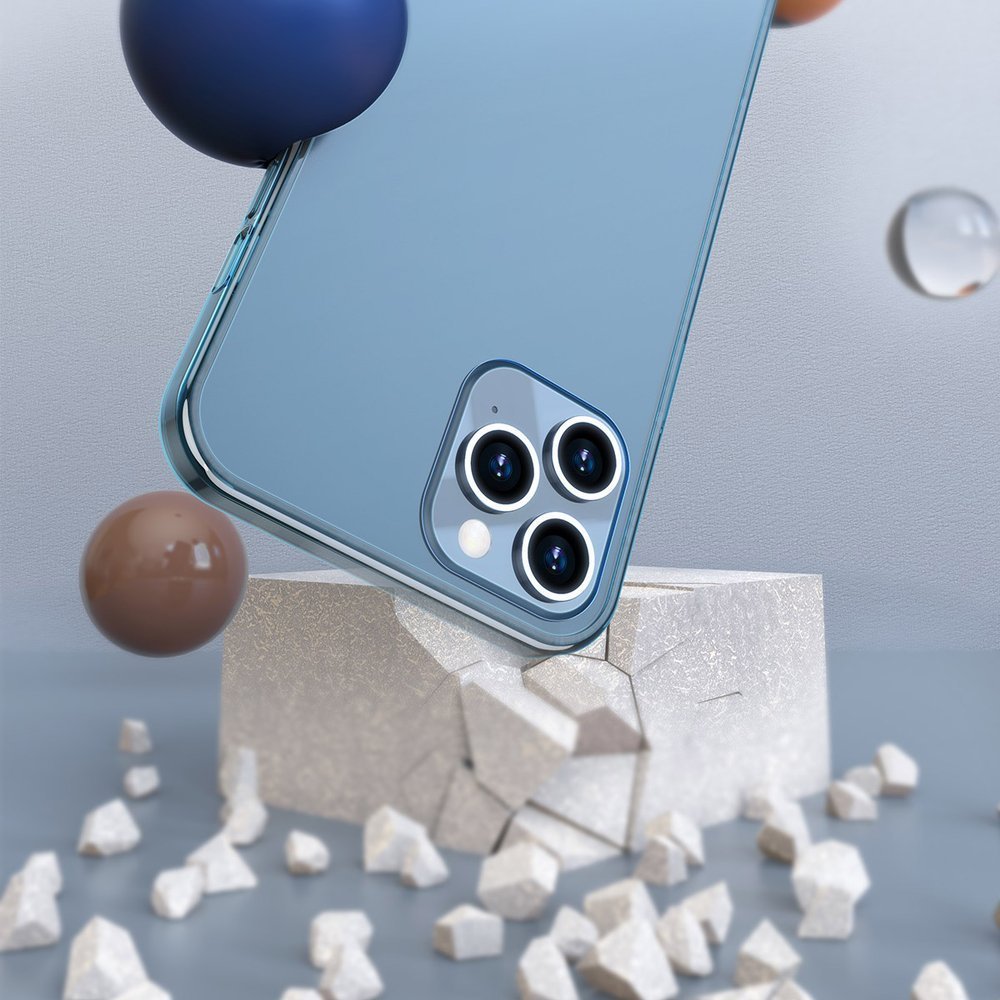 Baseus iPhone 12 / iPhone 12 Pro Frosted Glass Θήκη με Πλαίσιο Σιλικόνης και Όψη Γυαλιού Tempered Glass - Navy Blue - WIAPIPH61P - WS03