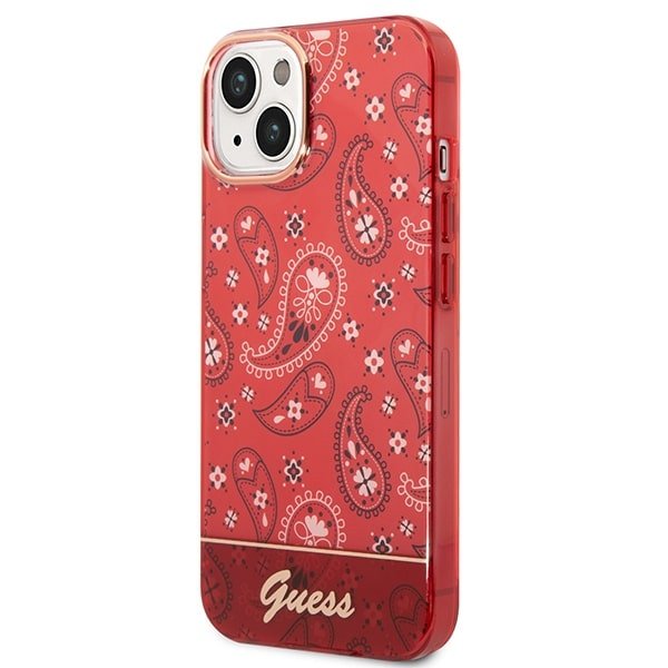 Guess iPhone 14 Plus Bandana Paisley Σκληρή Θήκη με Πλαίσιο Σιλικόνης - Red - GUHCP14MHGBNHR