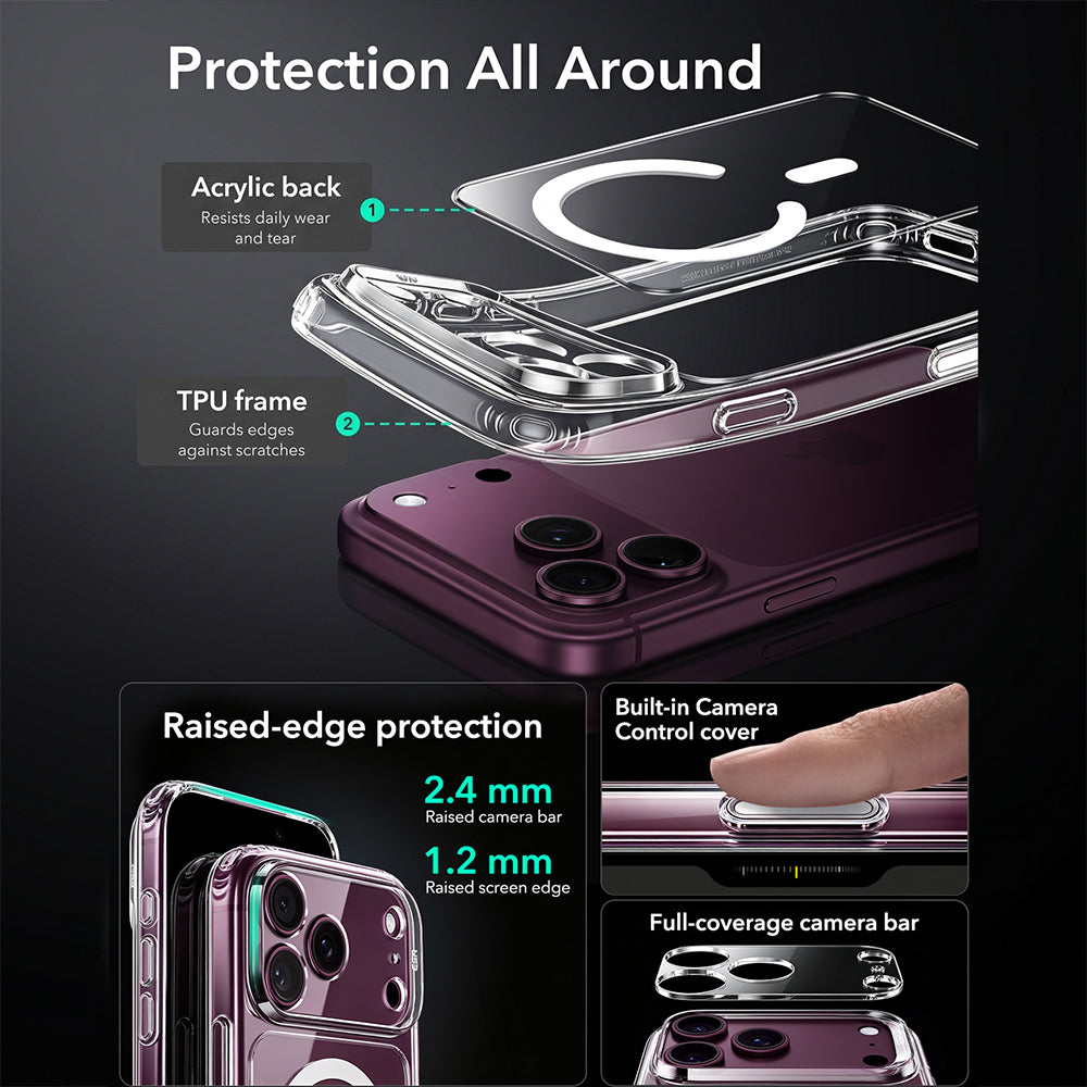 ESR iPhone 18 Pro Max / iPhone 17 Pro Max - Σκληρή Θήκη με Πλαίσιο Σιλικόνης και MagSafe - Classic Hybrid Halolock - Clear