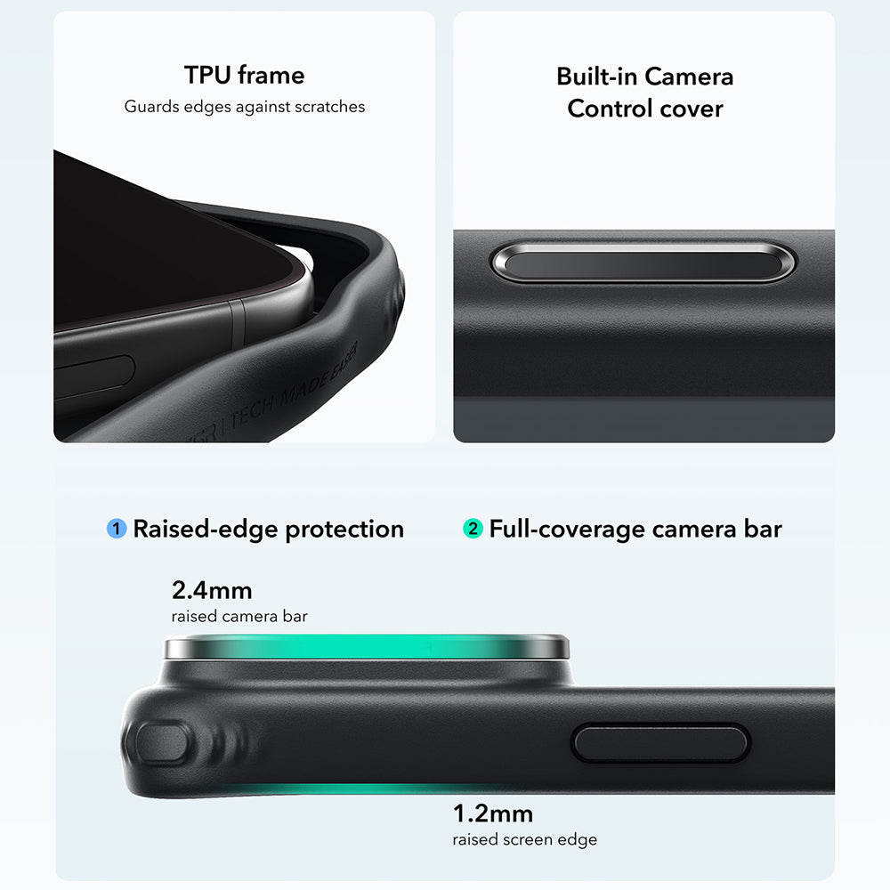 ESR iPhone 18 Pro Max / iPhone 17 Pro Max - Σκληρή Θήκη με Πλαίσιο Σιλικόνης και Stand - Classic Hybrid HaloLock Kickstand - Frosted Black