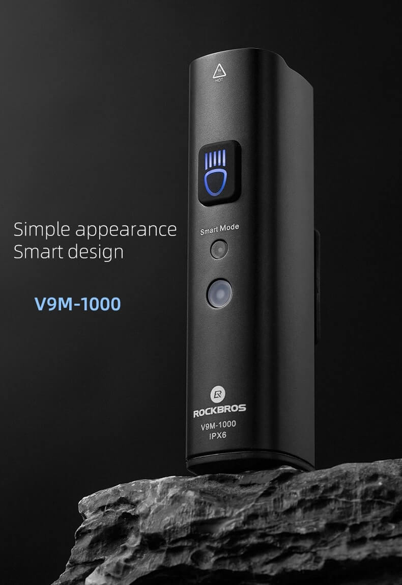 Rockbros V9M - 1000 Μπροστινό Φως Ποδηλάτου 1000lm - Black