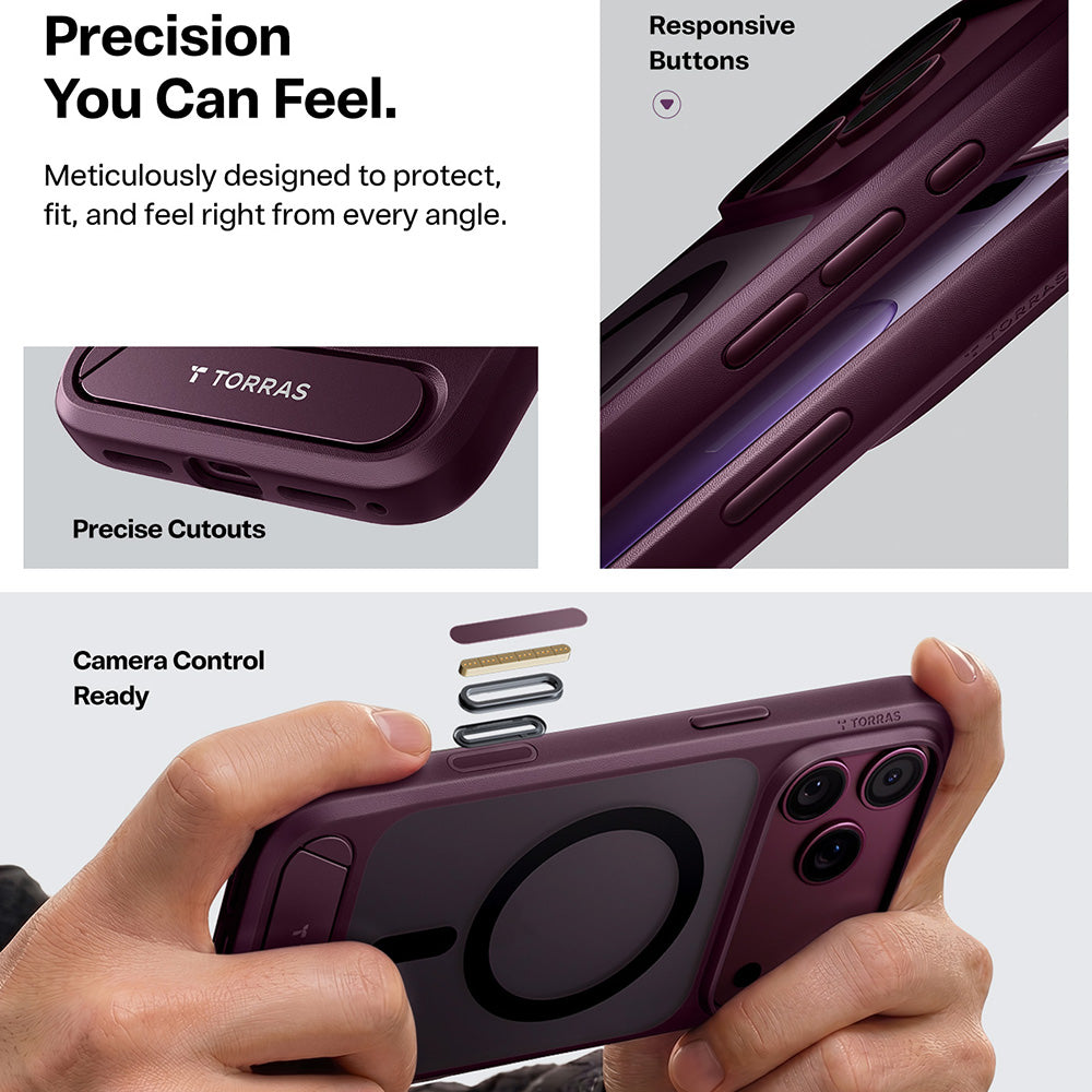 Torras iPhone 18 Pro Max / iPhone 17 Pro Max - Σκληρή θήκη MagSafe με Πλαίσιο Σιλικόνης και Stand - Ostand L1 - Purple