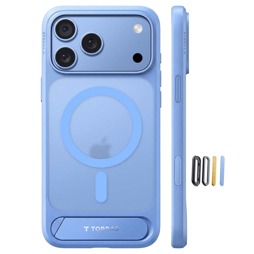 Torras iPhone 18 Pro Max / iPhone 17 Pro Max - Σκληρή θήκη MagSafe με Πλαίσιο Σιλικόνης και Stand - Ostand L1 - Blue
