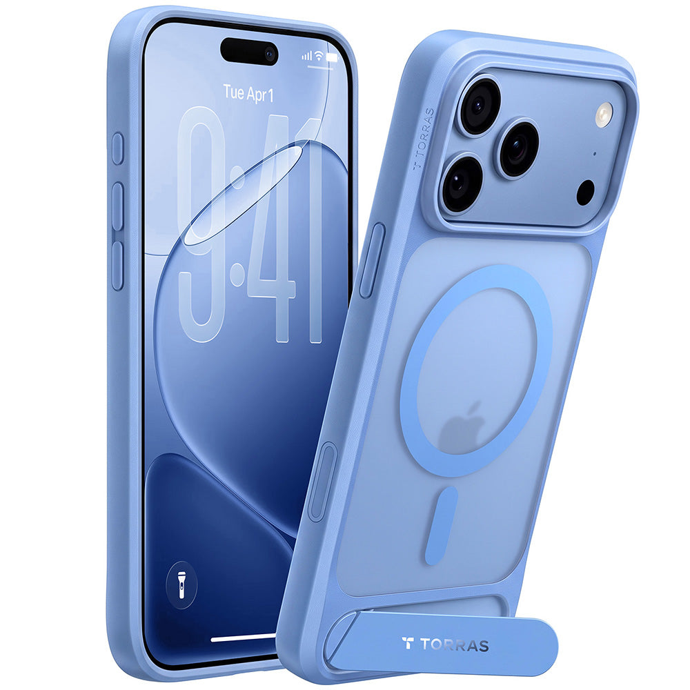 Torras iPhone 18 Pro Max / iPhone 17 Pro Max - Σκληρή θήκη MagSafe με Πλαίσιο Σιλικόνης και Stand - Ostand L1 - Blue