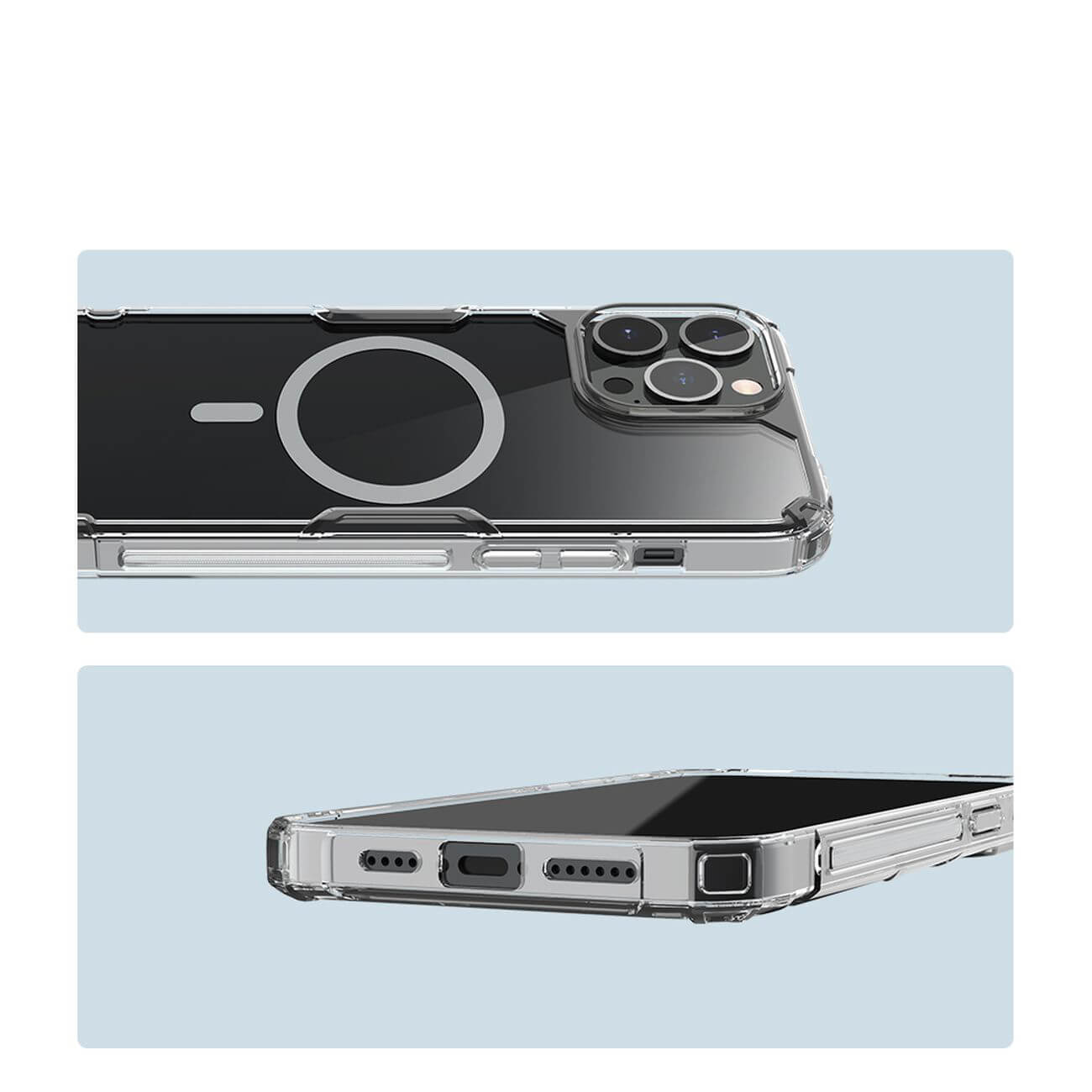 Nillkin iPhone 15 Pro Max Nature Pro Magnetic - Σκληρή Θήκη με Πλαίσιο Σιλικόνης και MagSafe - Διάφανη / White