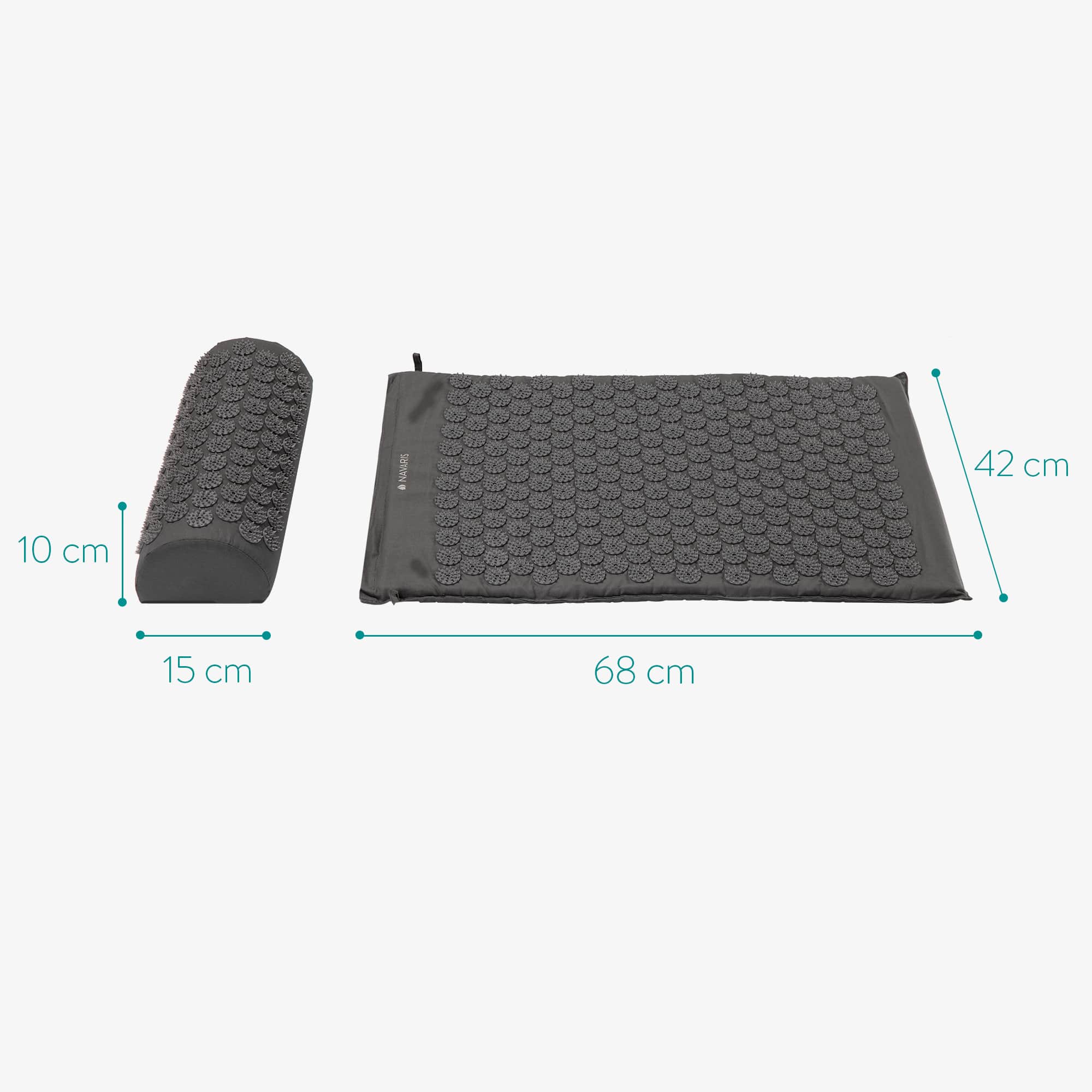 Navaris 2 - in - 1 Acupressure Mat and Pillow Set Σετ 2 σε 1 Χαλάκι και Μαξιλάρι Μασάζ - Grey - 43899.19