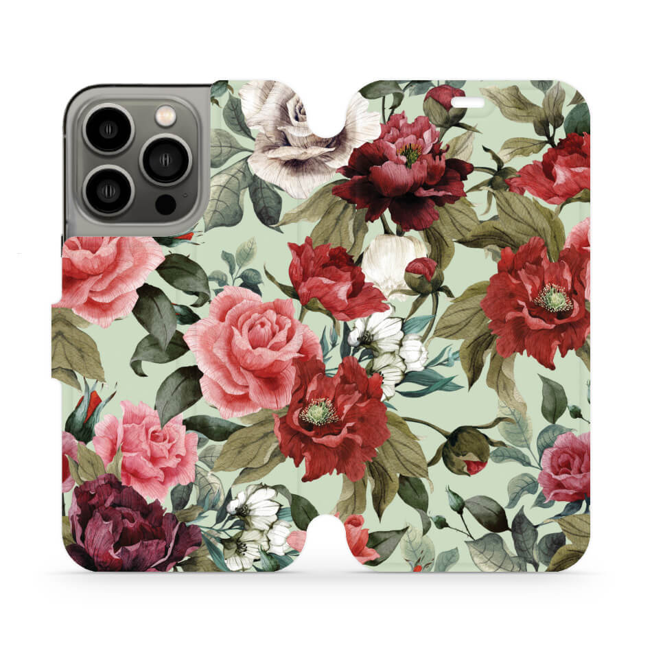 Mobiwear iPhone 13 Pro Θήκη Βιβλίο Slim Flip - Design Flowers - MD06P