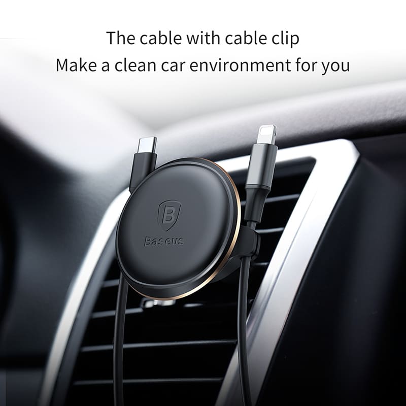 Baseus Magnetic Air Vent Car Mount Holder with Cable Clip - Μαγνητική Βάση Αυτοκινήτου Αεραγωγού με Clip για Καλώδιο - Black - SUGX - A01