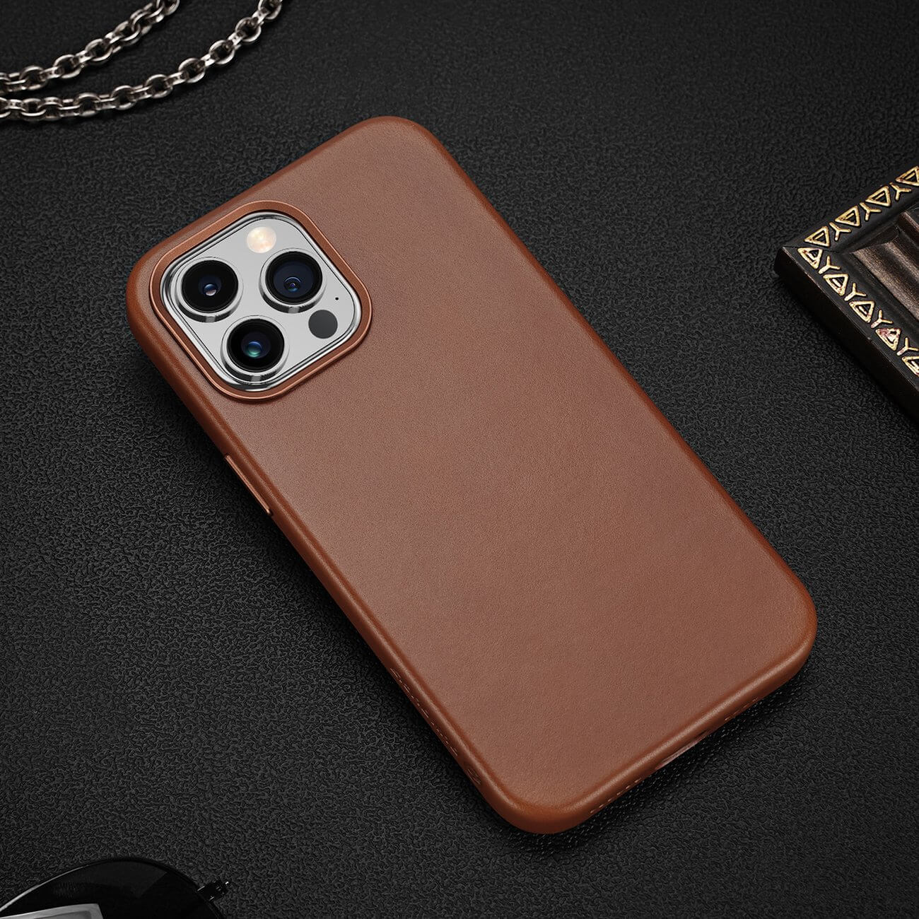 Dux Ducis iPhone 14 Pro Max Naples Leather Case Θήκη με Επένδυση Γνήσιου Δέρματος και MagSafe - Brown