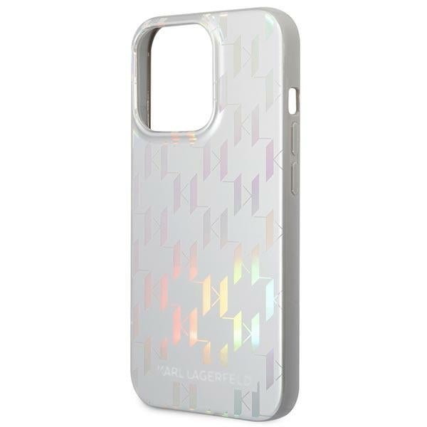 Karl Lagerfeld iPhone 14 Pro Max - Iridescent Monogram Σκληρή Θήκη με Πλαίσιο Σιλικόνης - Silver - KLHCP14XLGMMSV3