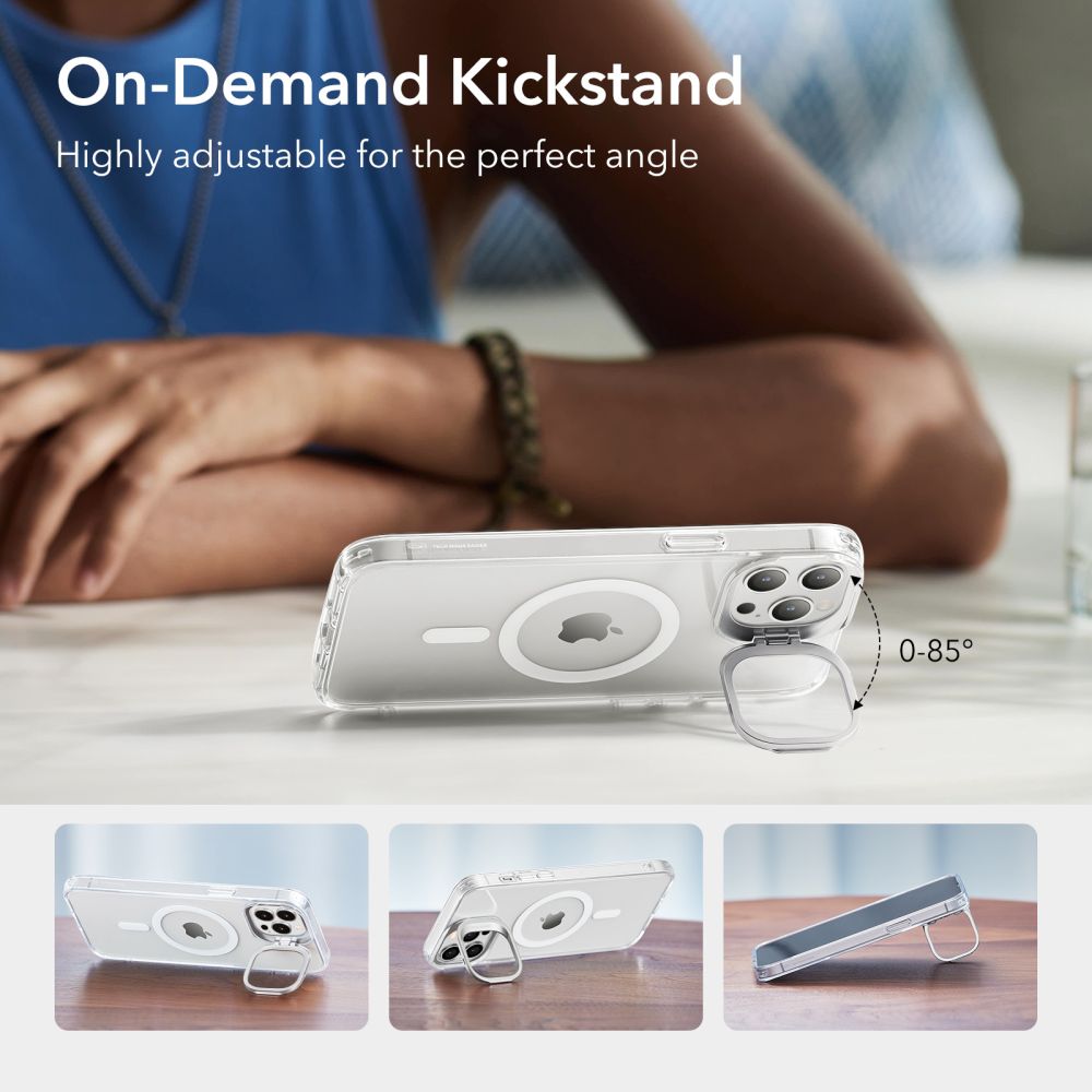 ESR iPhone 14 Pro Classic Kickstand Halolock MagSafe Σκληρή Θήκη με Πλαίσιο Σιλικόνης και Stand - Διάφανη