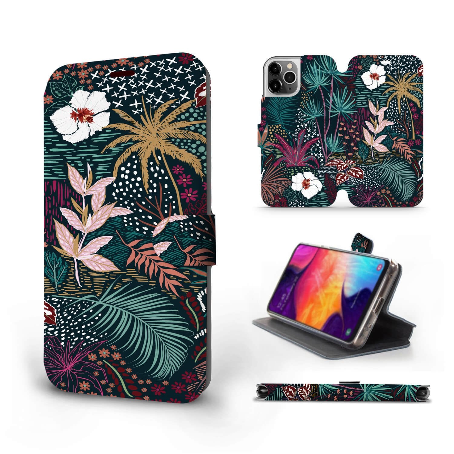 Mobiwear iPhone 12 Pro Θήκη Βιβλίο Slim Flip - Design Dark Floral - VP13S