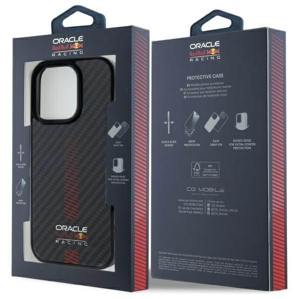 Red Bull iPhone 15 Pro Max - Carbon Fiber Power Bar - MagSafe Σκληρή Θήκη με Πλαίσιο Σιλικόνης - Black - RBHMP15X24CFGSMK
