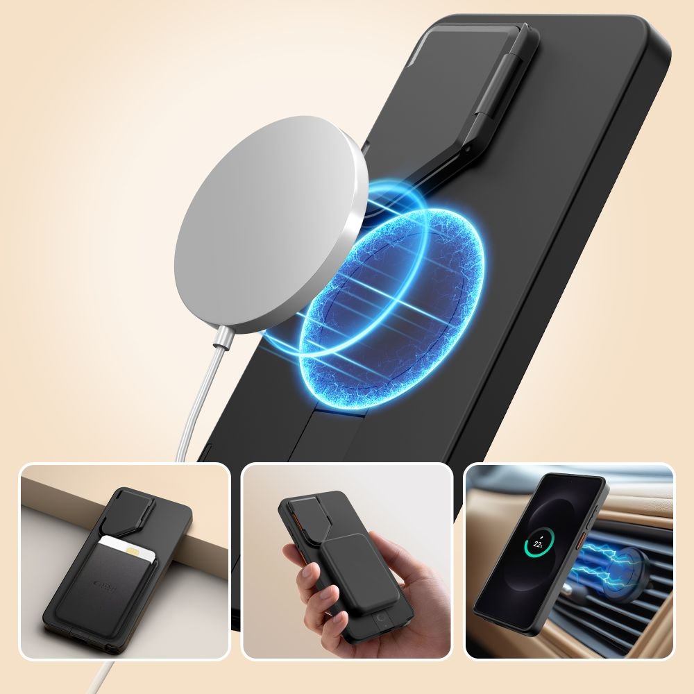 Tech - Protect Samsung Galaxy S26 Ultra - Σκληρή Θήκη με Ανοιγόμενο Κάλυμμα Κάμερας και Stand Kevlar - Aura MagSafe - Black / Orange