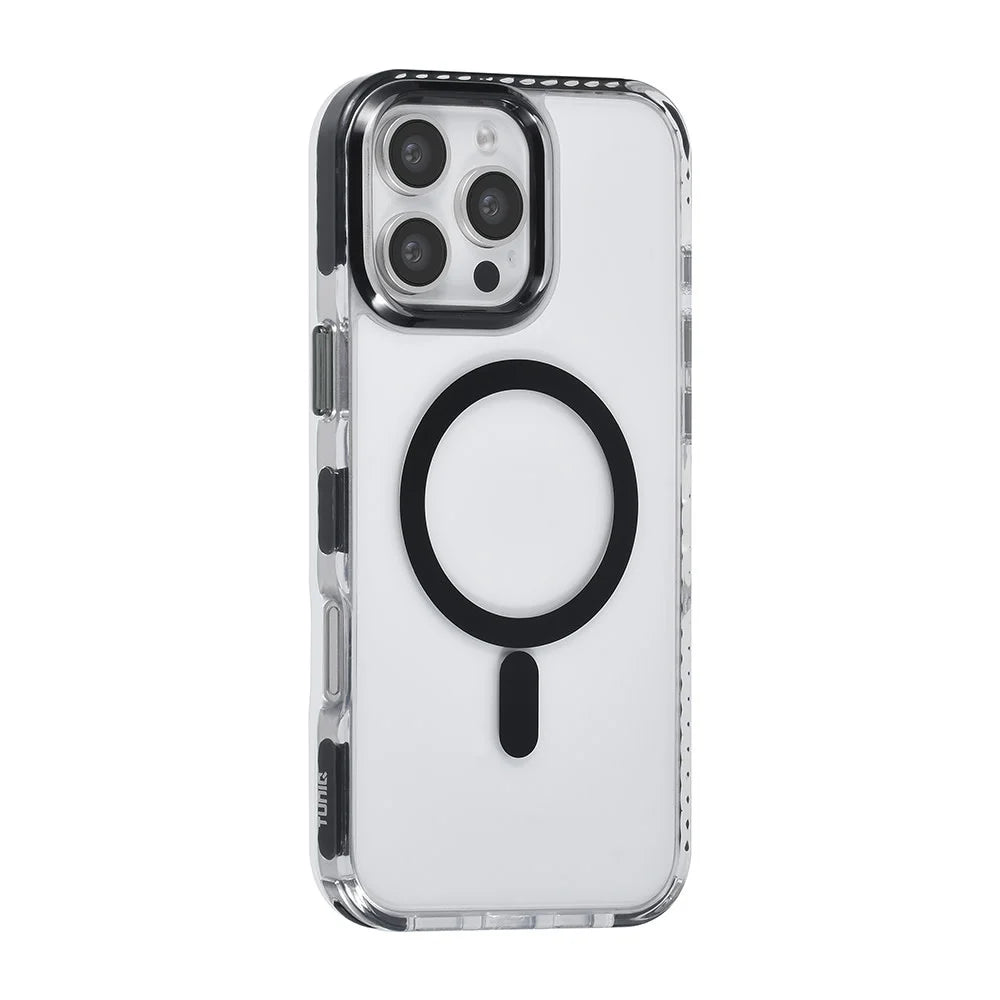 Tuniq iPhone 16 Pro Max - MagSafe Σκληρή Θήκη με Πλαίσιο Σιλικόνης και Λουράκι - Διάφανη / Black