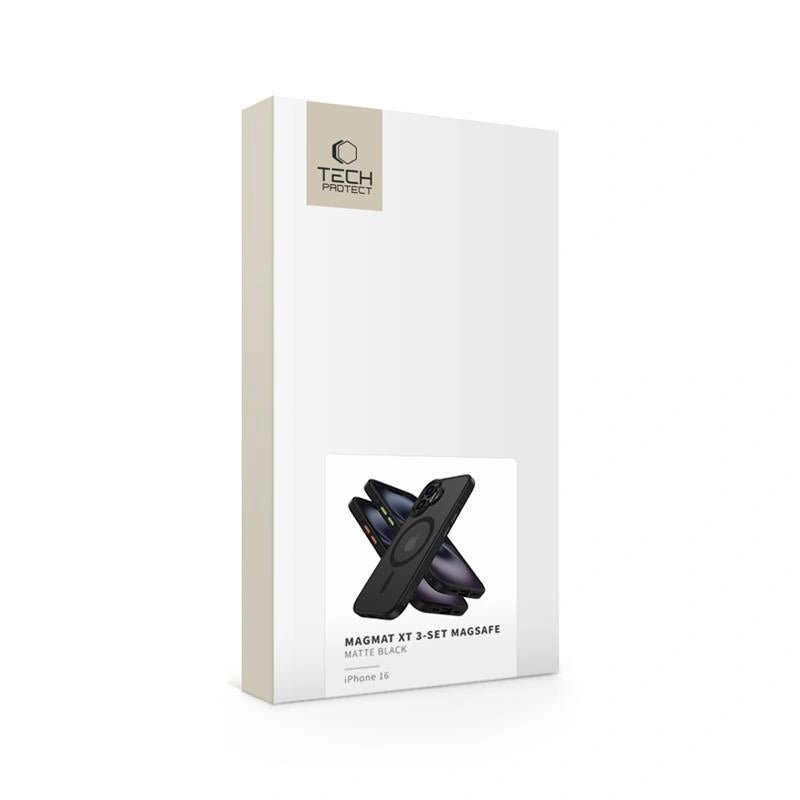 Tech - Protect iPhone 16 - MagMat XT 3 - Set - Σκληρή Θήκη με Πλαίσιο Σιλικόνης και MagSafe - Ημιδιάφανη / Matte Black