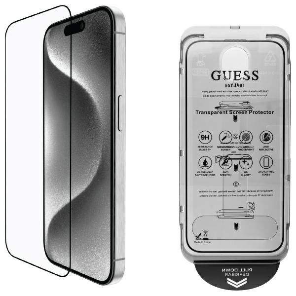Guess iPhone 16 Pro Max - 2.5D Outline - Full Screen Tempered Glass Αντιχαρακτικό Γυαλί Οθόνης - Black