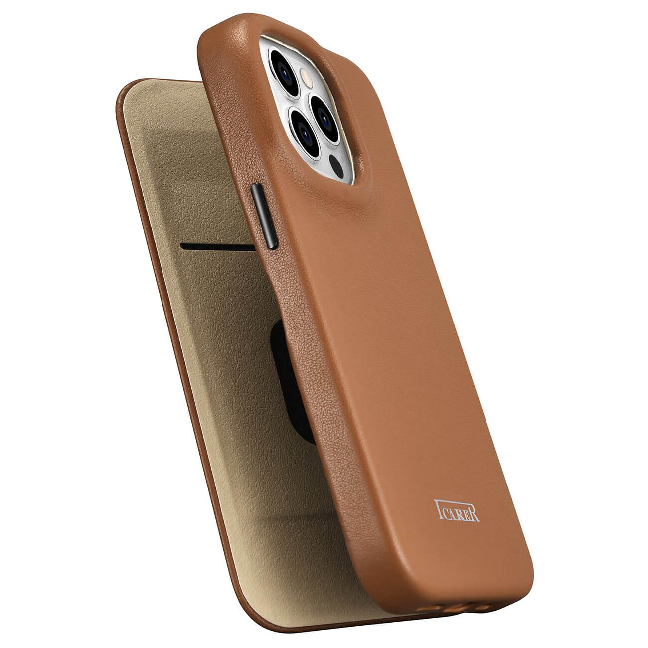 iCarer iPhone 14 Pro Max CE Premium Leather Folio Θήκη Βιβλίο από Γνήσιο Δέρμα με MagSafe - Brown