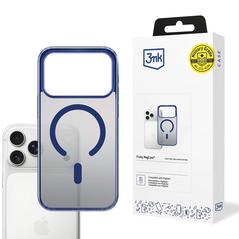 3MK iPhone 17 Pro Max Σκληρή Θήκη με Πλαίσιο Σιλικόνης και MagSafe - Frosty MagCase - Blue