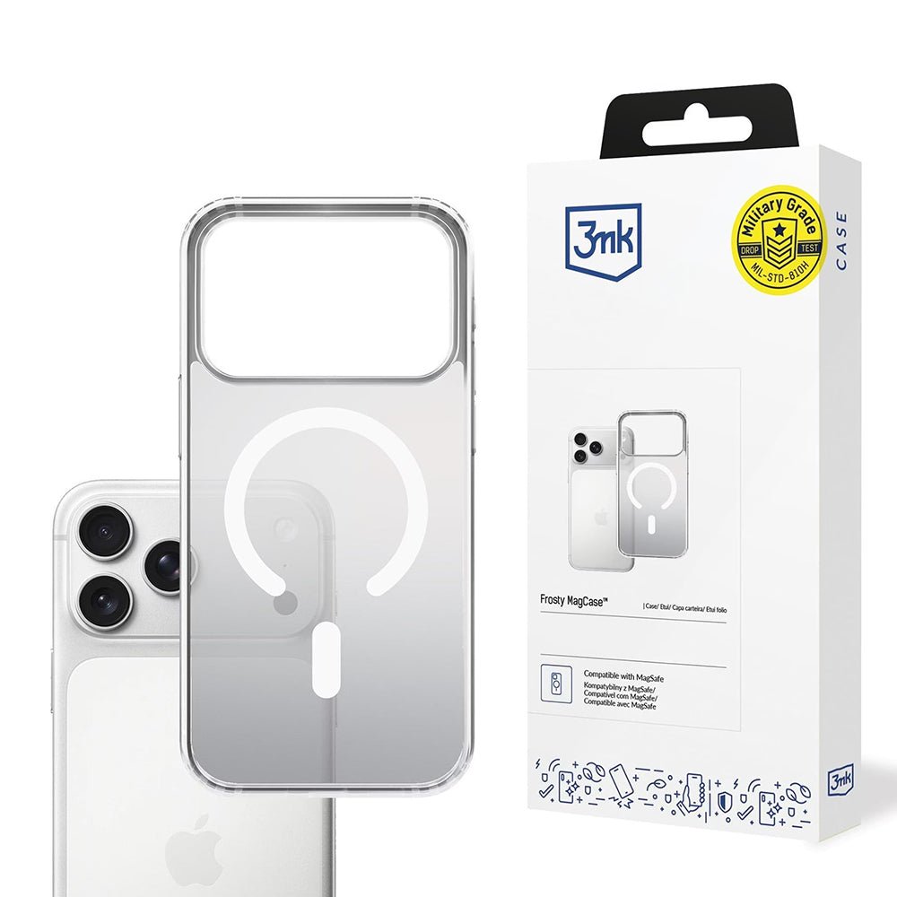 3MK iPhone 17 Pro Σκληρή Θήκη με Πλαίσιο Σιλικόνης και MagSafe - Frosty MagCase - White