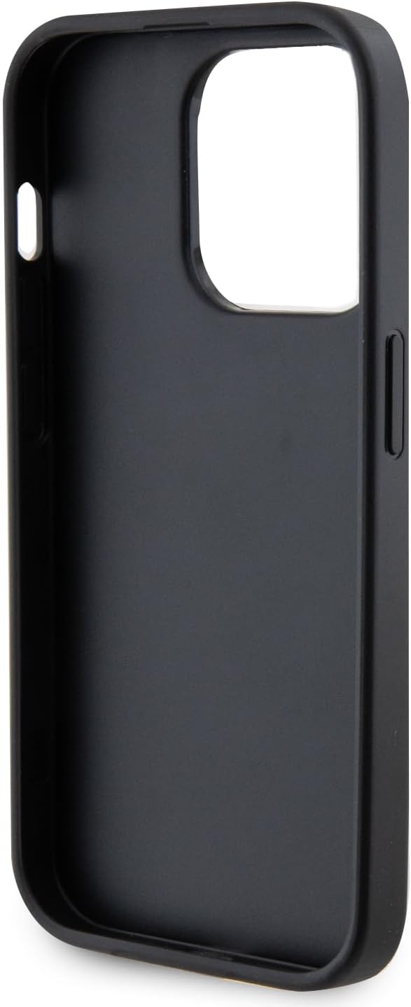 Guess iPhone 15 Pro 4G Strass Metal Logo Θήκη με Επένδυση Συνθετικού Δέρματος - Black - GUHCP15LPS4DGPK
