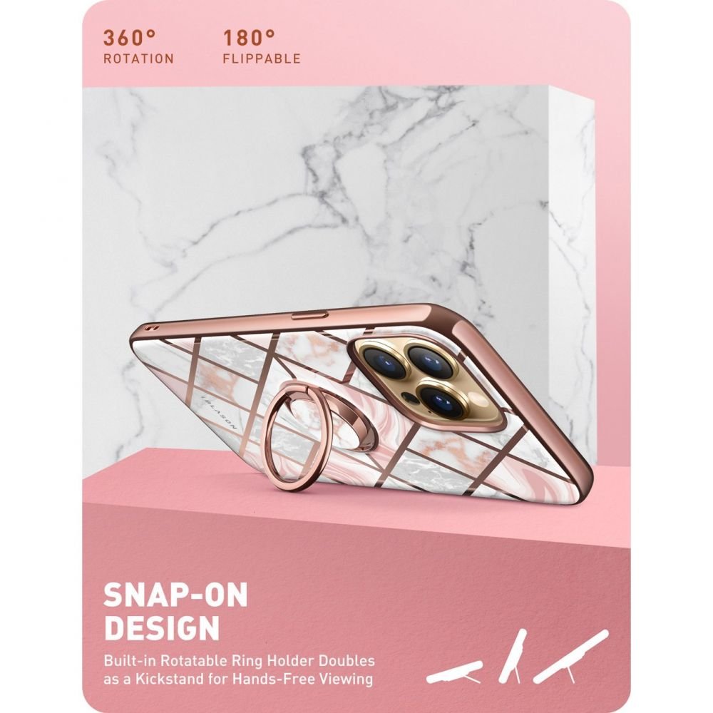 i - Blason iPhone 13 Pro IBLSN Cosmo Snap Σκληρή Θήκη με Δαχτυλίδι Συγκράτησης - Marble Pink