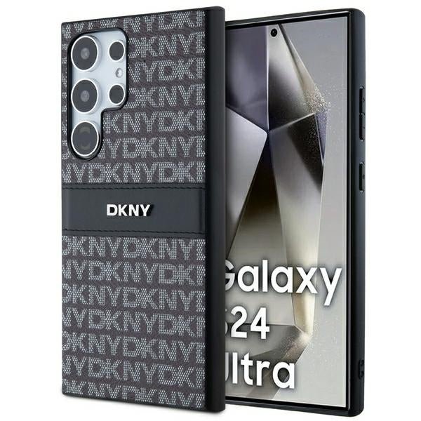 DKNY Samsung Galaxy S24 Ultra - Mono Stripe and Metal Logo Σκληρή Θήκη με Επένδυση Συνθετικού Δέρματος - Black