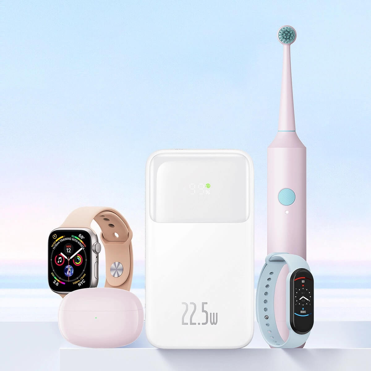 Baseus Comet Series Power Bank 10000mAh 22.5W με Ενσωματωμένα Καλώδια Type - C και Lightning - White - PPMD020002