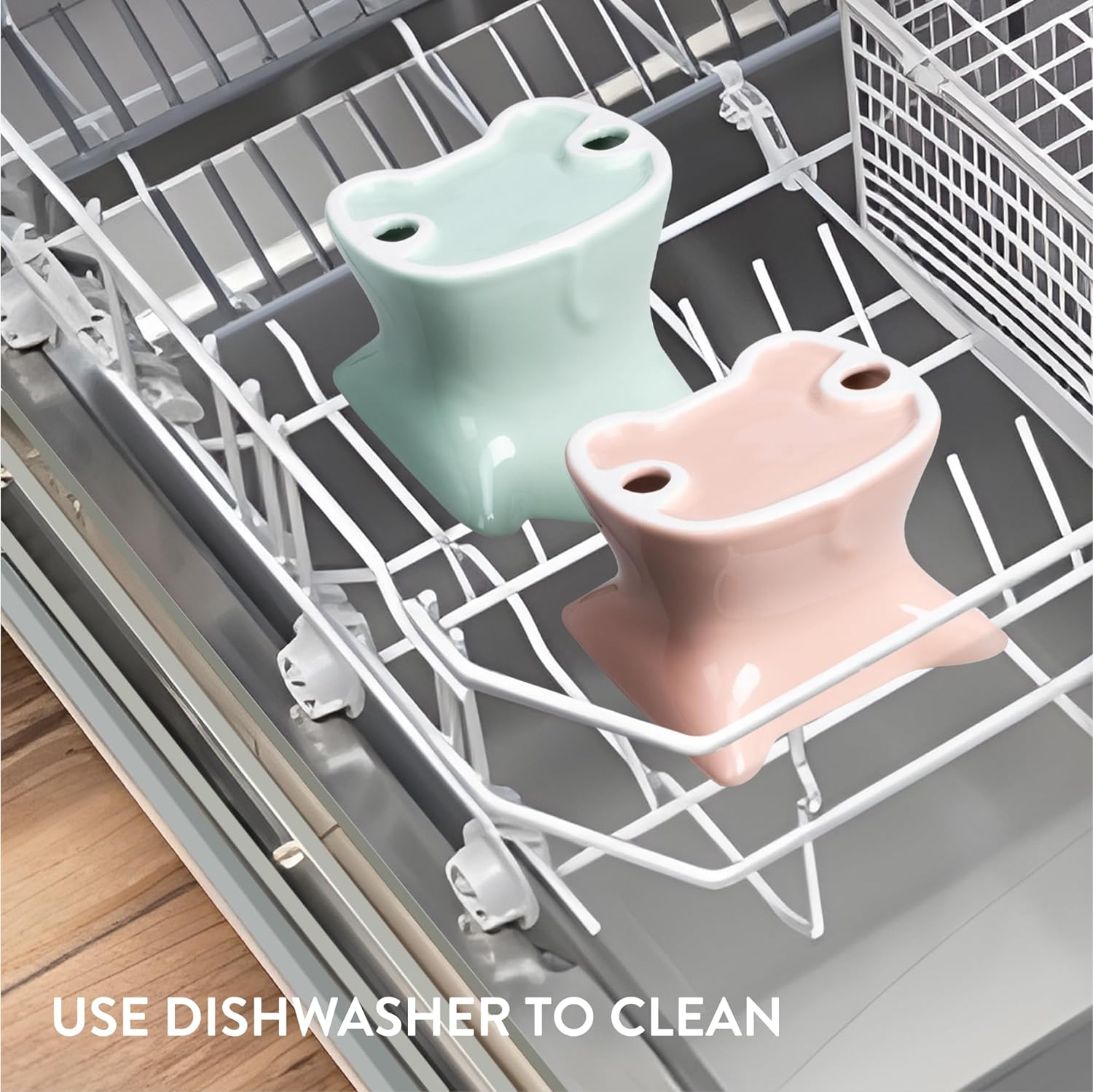 Navaris Σετ με 2 Υπερυψωμένα Κεραμικά Μπολ Φαγητού και Νερού για Κατοικίδια - 120 ml - Green / Pink - 61289.06