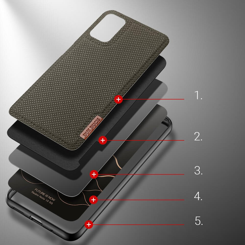 Dux Ducis Xiaomi Redmi Note 10 5G / Poco M3 Pro 5G Fino Series Σκληρή Θήκη με Πλαίσιο Σιλικόνης και Επένδυση από Ύφασμα - Green