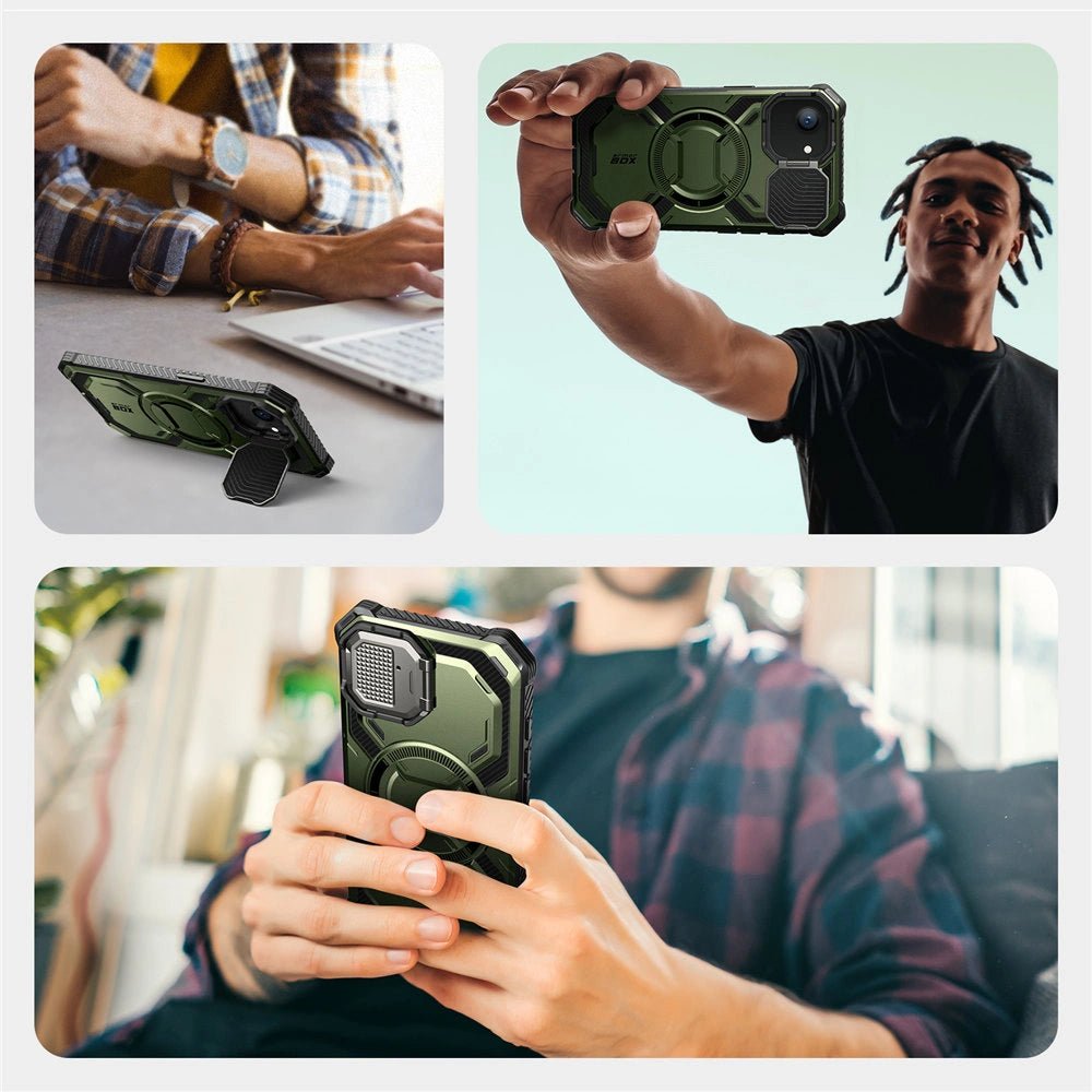 Supcase iPhone 16e Armorbox MagSafe Σκληρή Θήκη με Προστασία Οθόνης και Κάλυμμα Κάμερας / Stand - Green