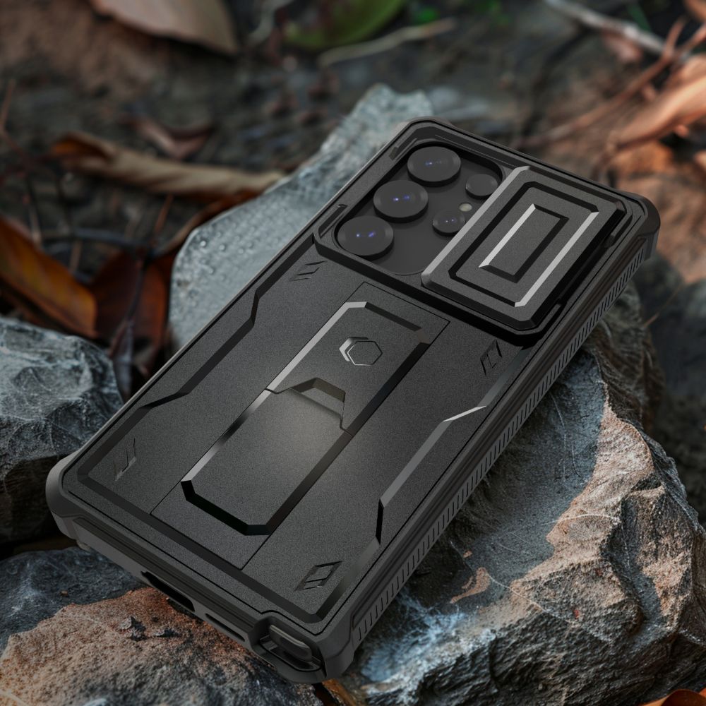 Tech - Protect Samsung Galaxy S25 Ultra - Kevlar Cam+ Θήκη 360 Full Body με Προστασία για την Οθόνη και την Κάμερα και Stand - Black