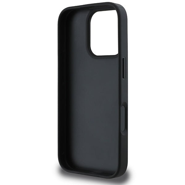 DKNY iPhone 16 Pro Max - Checkered Pattern and Printed Stripes Σκληρή Θήκη με Επένδυση Συνθετικού Δέρματος - Black