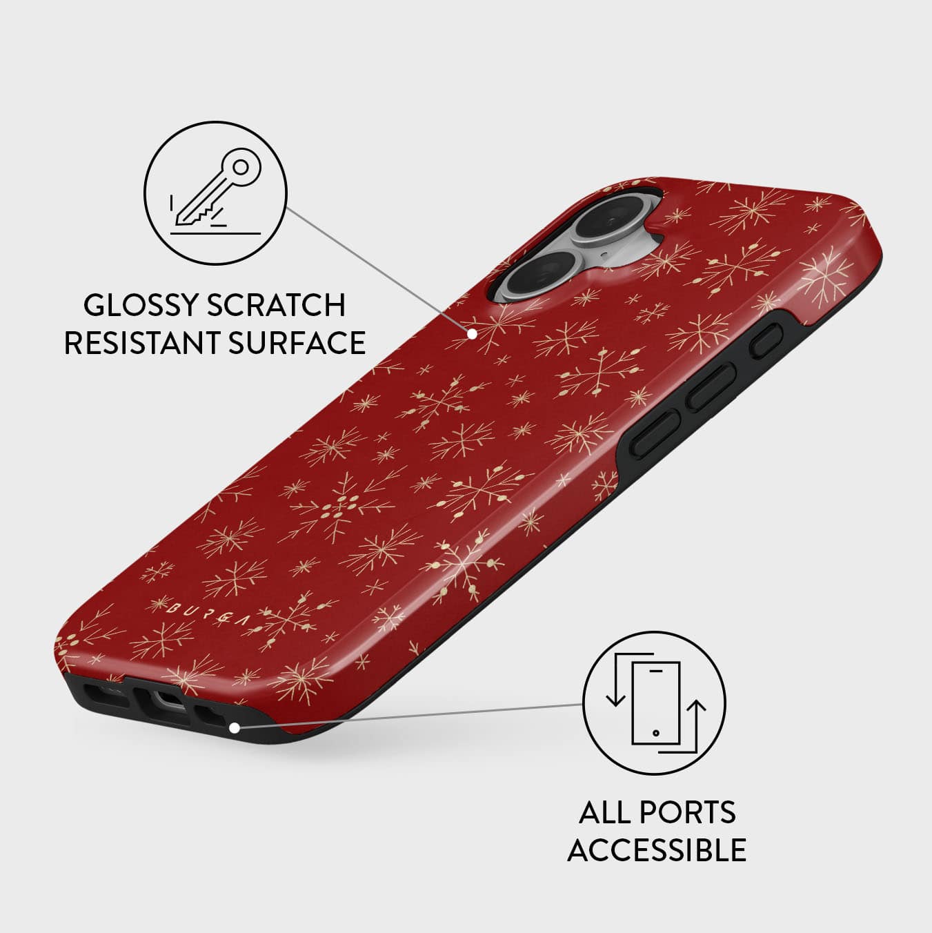 Burga iPhone 16 Fashion Tough MagSafe Σκληρή Θήκη με MagSafe - Dear Santa Snowflake