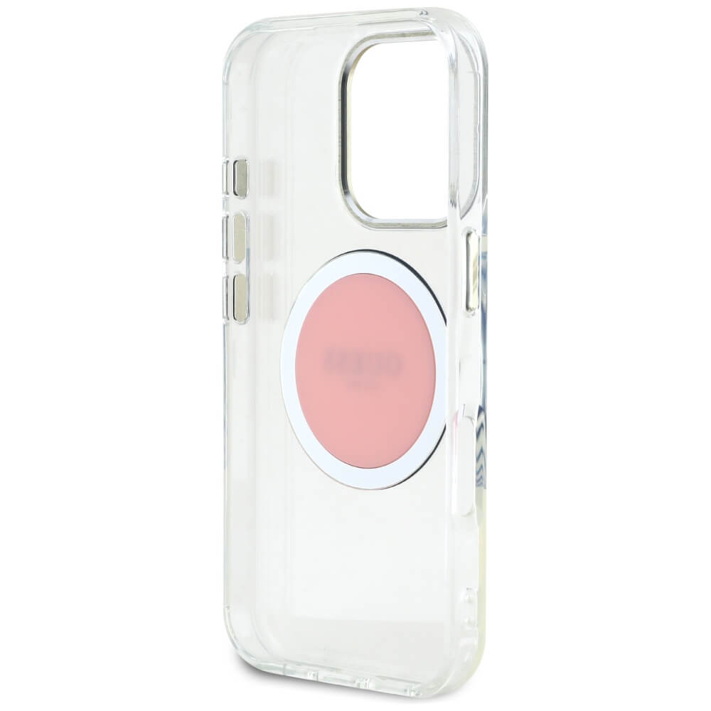 Guess iPhone 16 Pro Max IML Metal Colored Circle Classic Logo MagSafe Σκληρή Θήκη με Πλαίσιο Σιλικόνης και MagSafe - Pink - GUHMP16XHTDRCEDP