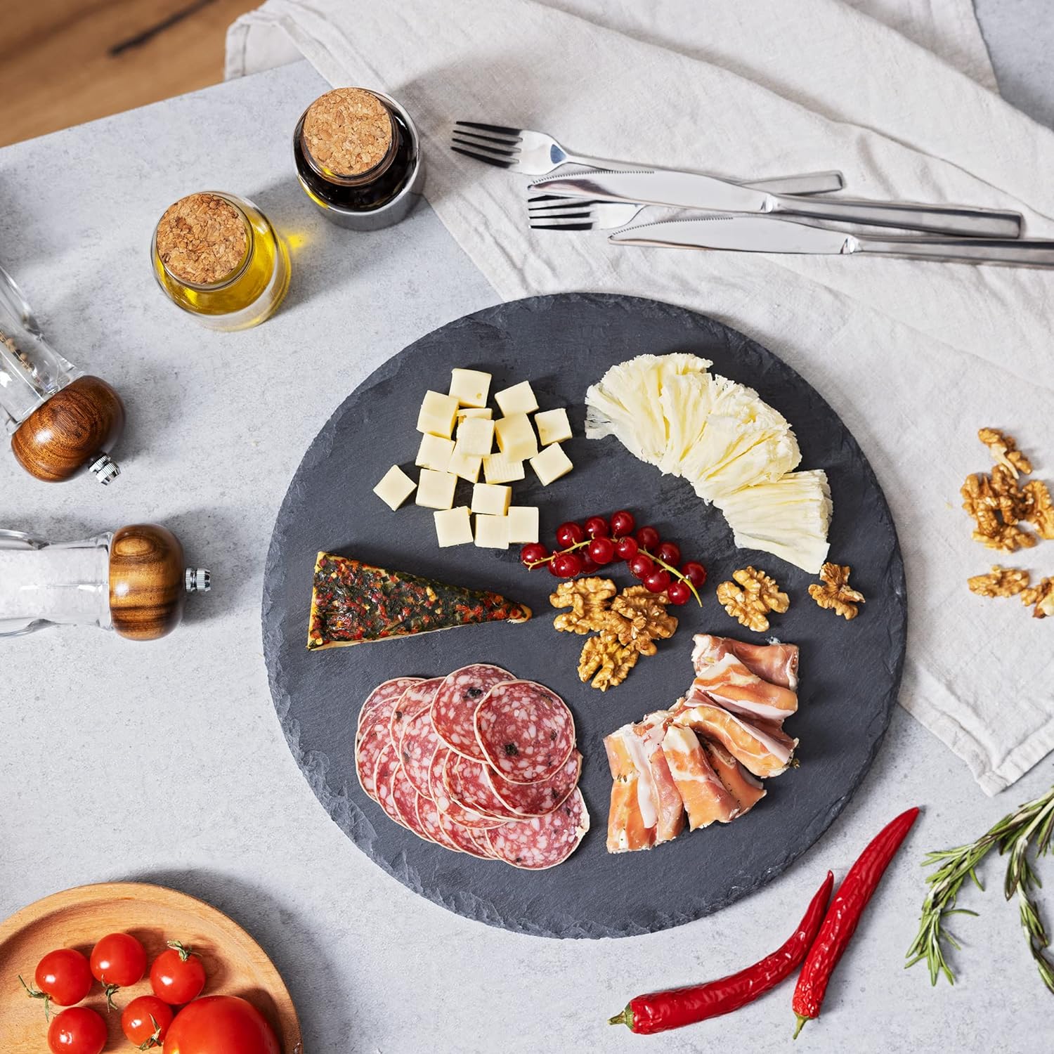 Navaris Περιστρεφόμενος Δίσκος Σερβιρίσματος από Σχιστόλιθο - Black - 57678.01