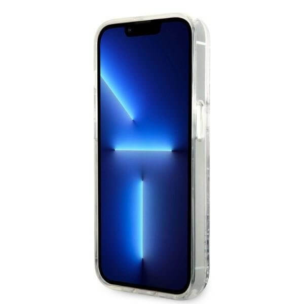 Karl Lagerfeld iPhone 14 Pro Max - Liquid Glitter Choupette's Head Σκληρή Θήκη με Πλαίσιο Σιλικόνης - Silver - KLHCP14XLNHCS