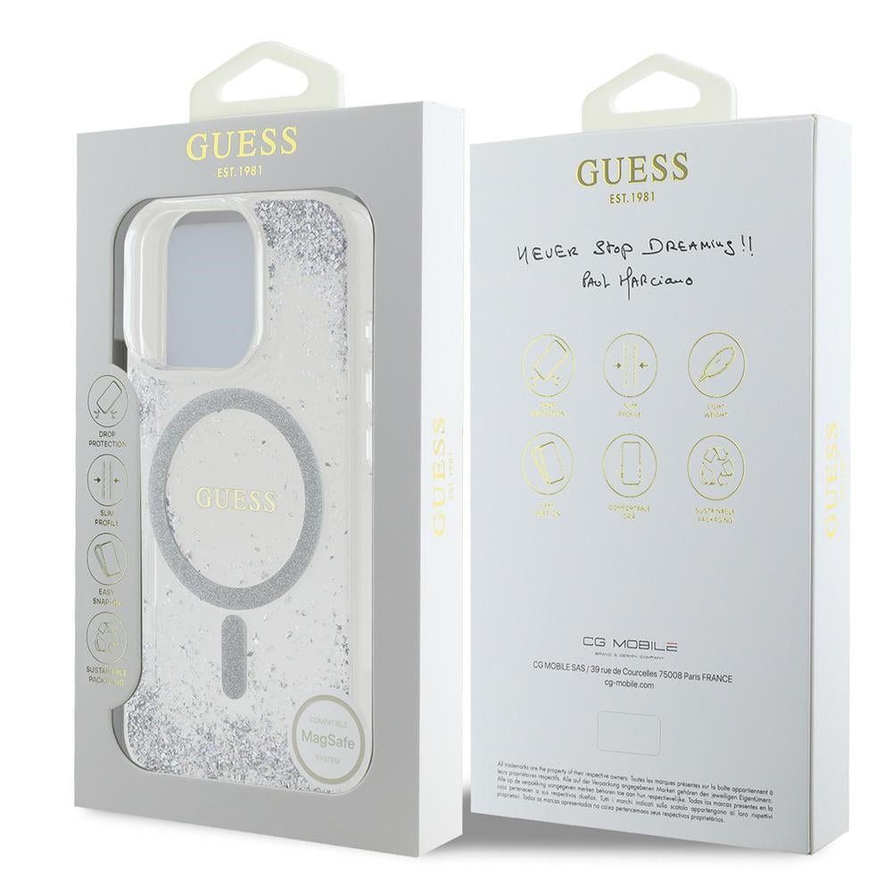 Guess iPhone 16 Pro Max - Resin Gradient Glitter - MagSafe Σκληρή Θήκη με Πλαίσιο Σιλικόνης - Silver - GUHMP16XRGRGES