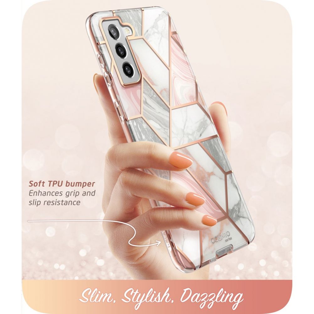 i - Blason Samsung Galaxy S21 FE Cosmo Σκληρή Θήκη με Πλαίσιο Σιλικόνης και Προστασία Οθόνης - Marble