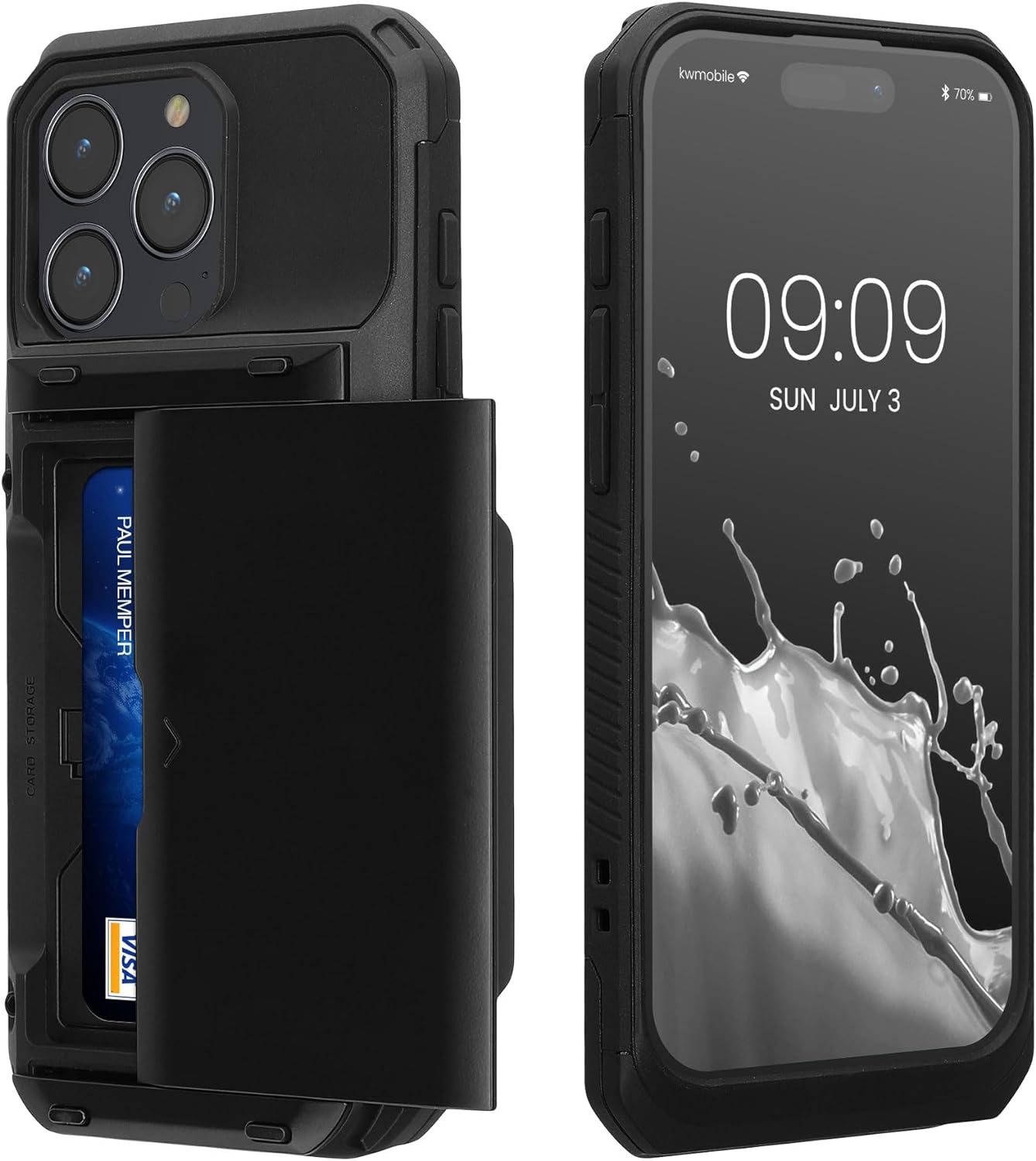KW iPhone 15 Pro Max Σκληρή Θήκη με Υποδοχή για Κάρτες - Black