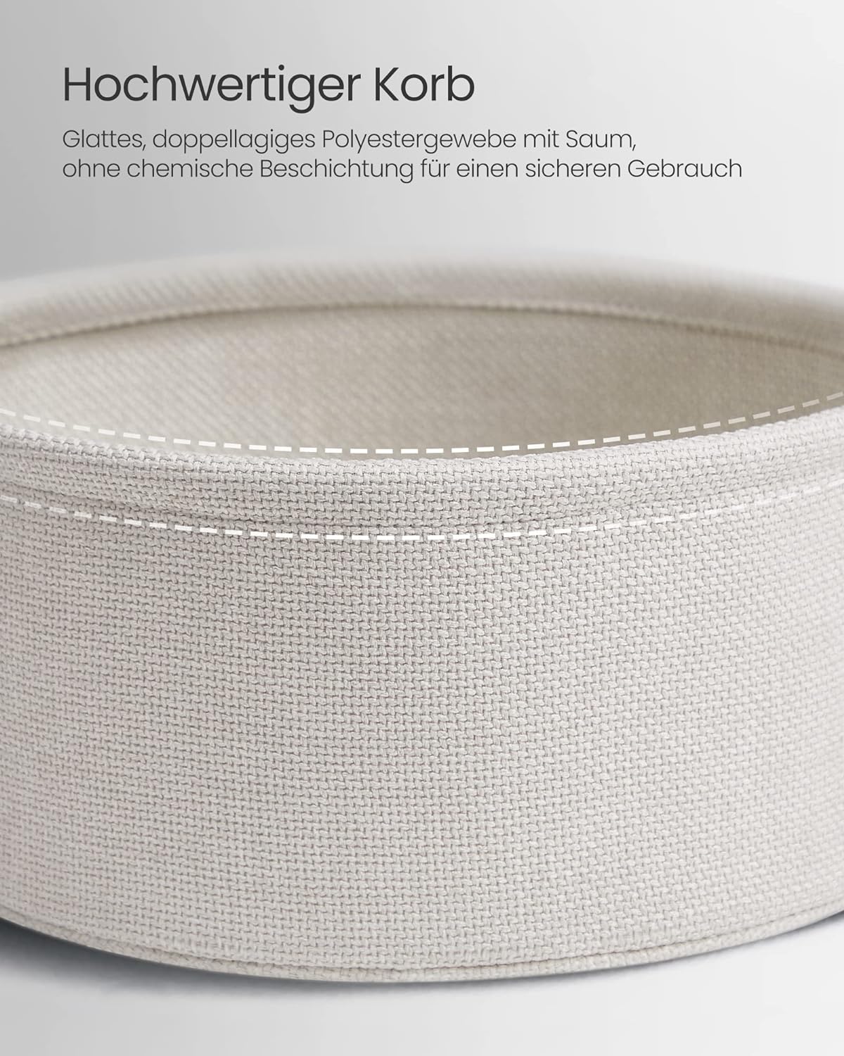 Vasagle Στρόγγυλο Βοηθητικό Τραπέζι με Υφασμάτινο Καλάθι Αποθήκευσης - Cement Grey / Cloud White - LET223G49