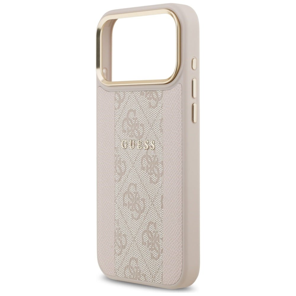 Guess iPhone 17 Pro Max - 4G Stripe MagSafe - Θήκη με Επένδυση Συνθετικού Δέρματος - Pink - GUHMP17XPG4SEMCP