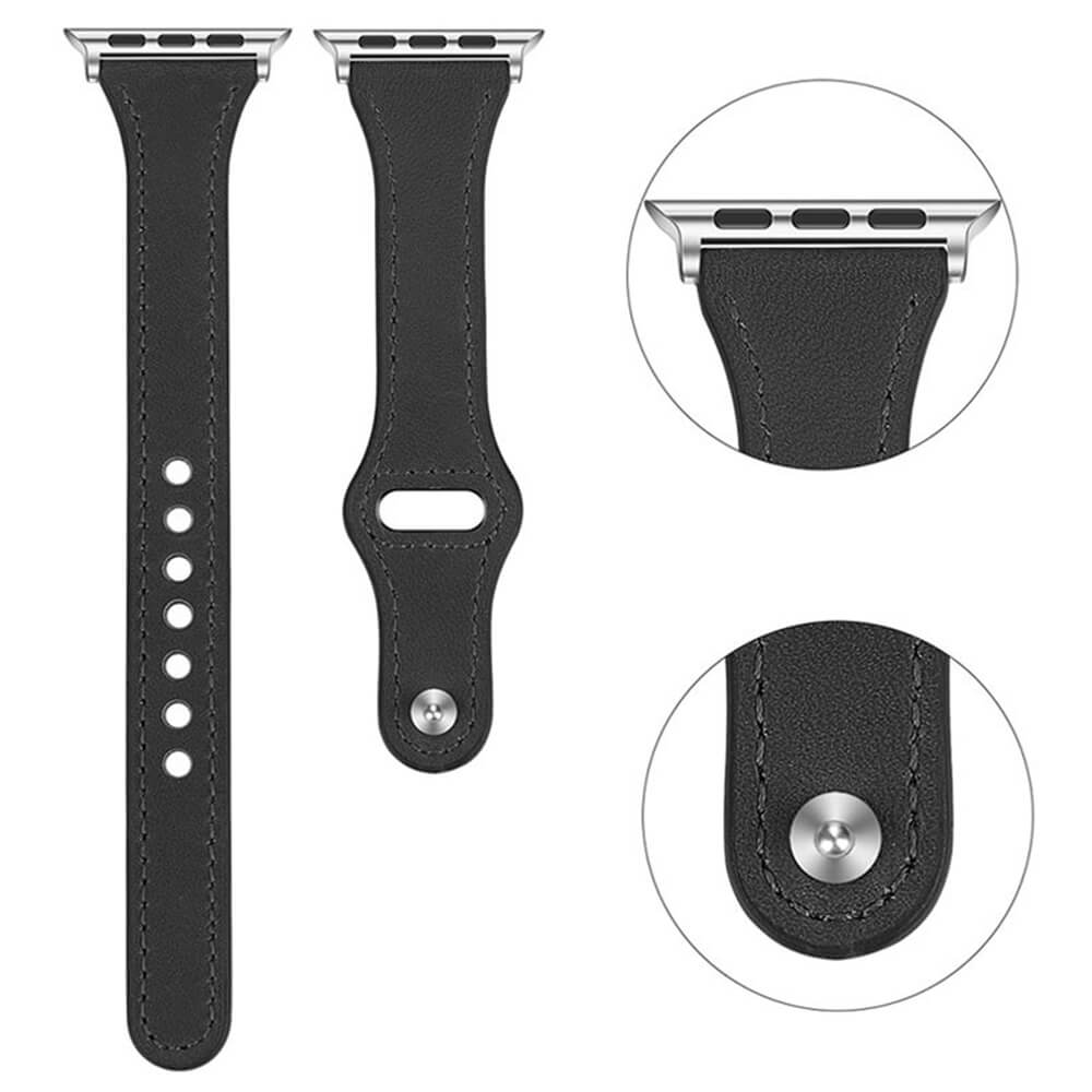 Techsuit Λουράκι Apple Watch 4/5/6/7/8/9/10/11 - SE (1/2/3) - ULTRA (1/2/3) - 44/45/46/49mm Watchband W033 από Συνθετικό Δε΄ρμα - 35 x 14 x 180mm - Black