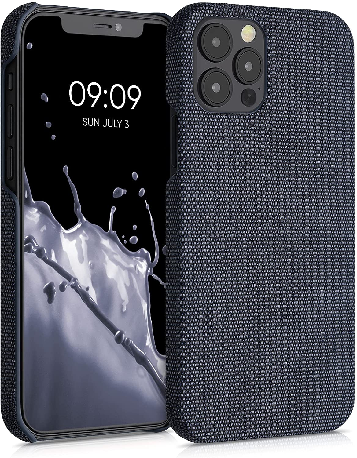 KW iPhone 12 / iPhone 12 Pro Σκληρή Θήκη με Υφασμάτινη Επένδυση - Dark Blue - 55752.17